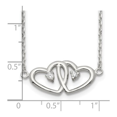 Sterling Silver CZ Two Hearts Pendant Necklace – view 4