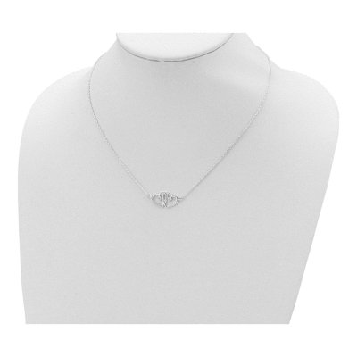 Sterling Silver CZ Two Hearts Pendant Necklace – view 5