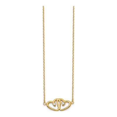 Gold-Plated Sterling Silver CZ Two Hearts Pendant Necklace – view 3