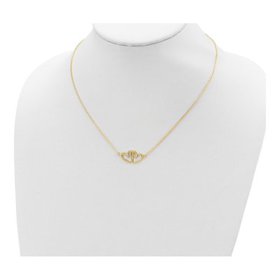 Gold-Plated Sterling Silver CZ Two Hearts Pendant Necklace – view 4