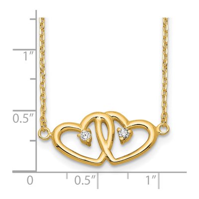 Gold-Plated Sterling Silver CZ Two Hearts Pendant Necklace – view 5