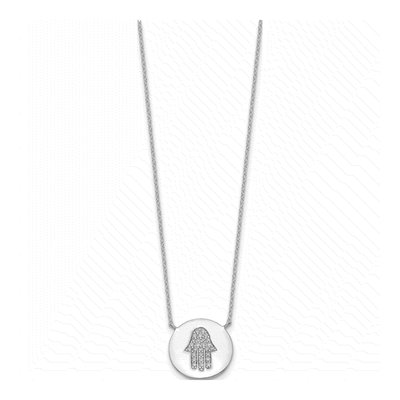 Sterling Silver CZ Hamsa Pendant Necklace – view 3