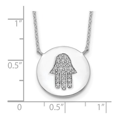 Sterling Silver CZ Hamsa Pendant Necklace – view 4