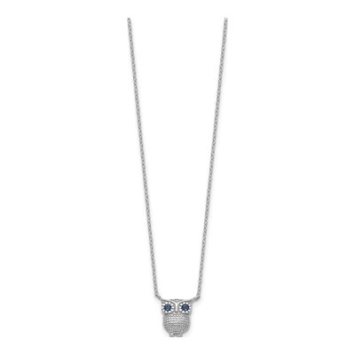 Sterling Silver Blue Glass Owl Pendant Necklace – view 3