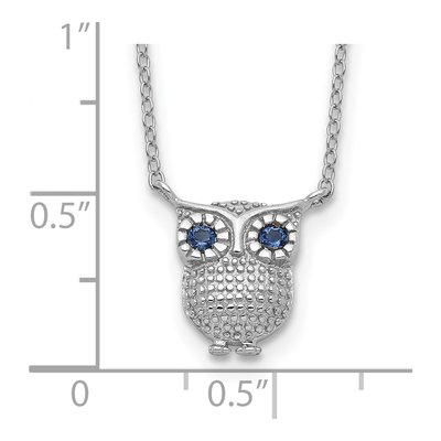 Sterling Silver Blue Glass Owl Pendant Necklace – view 4