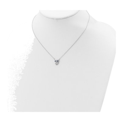 Sterling Silver Blue Glass Owl Pendant Necklace – view 5