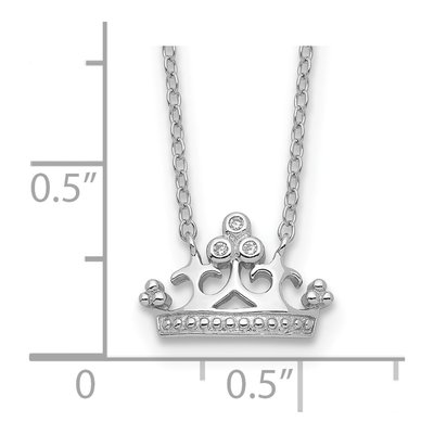 Sterling Silver CZ Girls' Crown Necklace – view 4