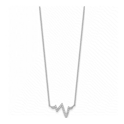Sterling Silver CZ Heartbeat Pendant Necklace – view 3