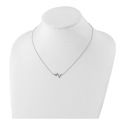 Sterling Silver CZ Heartbeat Pendant Necklace – view 5