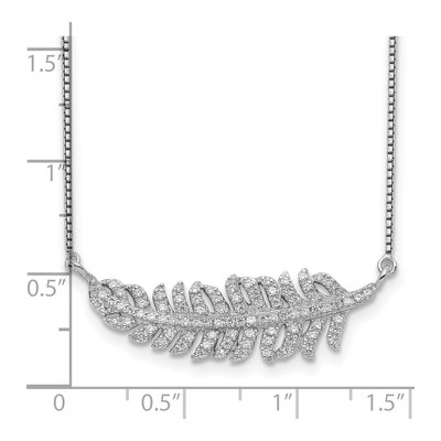 Sterling Silver CZ Leaf Pendant Necklace – view 4