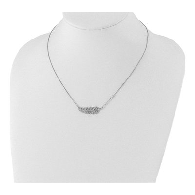 Sterling Silver CZ Leaf Pendant Necklace – view 5