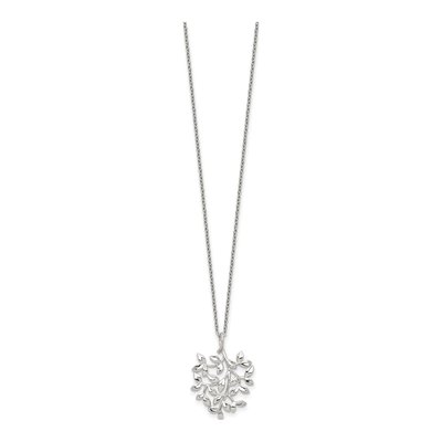 Sterling Silver CZ Leaf Pendant Necklace – view 3
