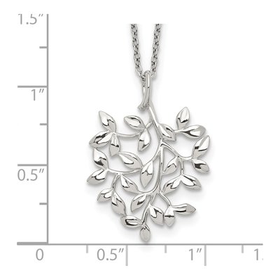 Sterling Silver CZ Leaf Pendant Necklace – view 4