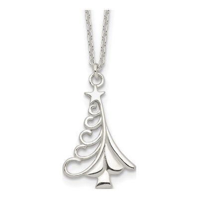 Sterling Silver Christmas Tree Pendant Necklace