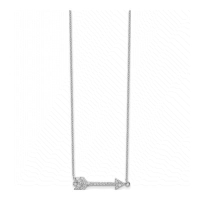 Sterling Silver CZ Arrow Pendant Necklace – view 3