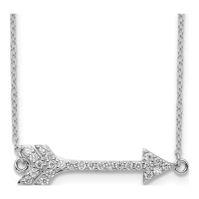 Sterling Silver CZ Arrow Pendant Necklace