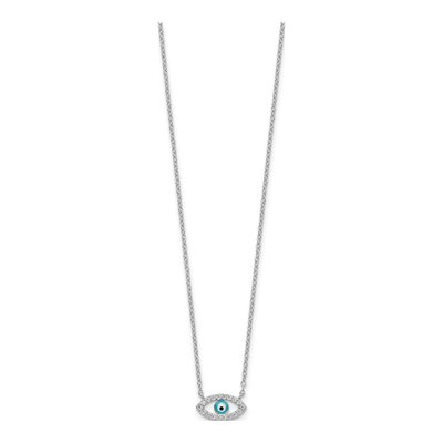 Sterling Silver CZ Evil Eye Pendant Necklace – view 3