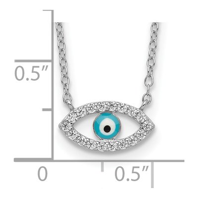 Sterling Silver CZ Evil Eye Pendant Necklace – view 4