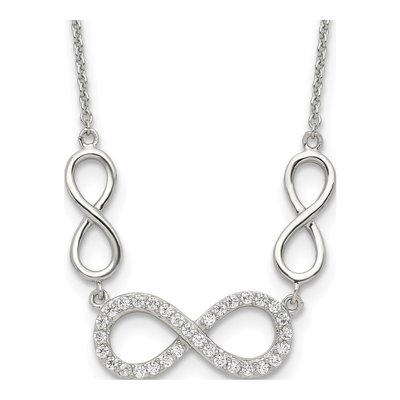 Sterling Silver CZ Infinity Pendant Necklace