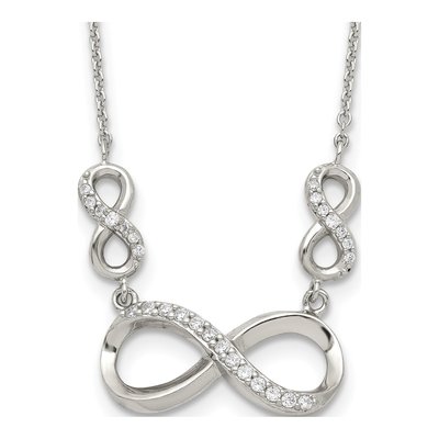Sterling Silver CZ Infinity Pendant Necklace