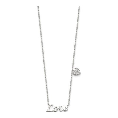 Sterling Silver CZ LOVE Heart Pendant Necklace – view 3