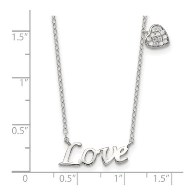 Sterling Silver CZ LOVE Heart Pendant Necklace – view 4