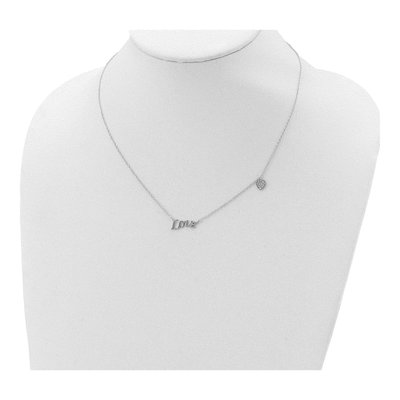 Sterling Silver CZ LOVE Heart Pendant Necklace – view 5