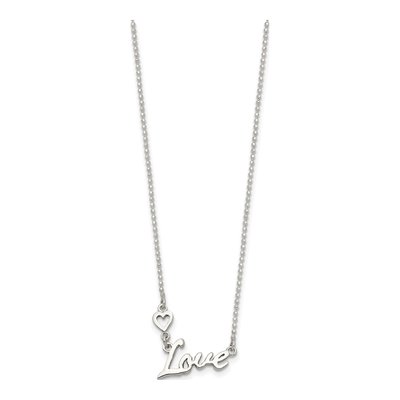 Sterling Silver LOVE Heart Pendant Necklace – view 3