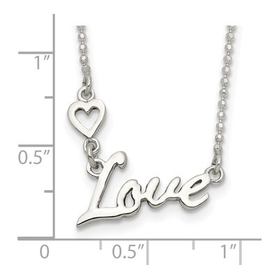 Sterling Silver LOVE Heart Pendant Necklace – view 4