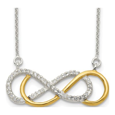 Sterling Silver CZ Infinity Pendant Necklace