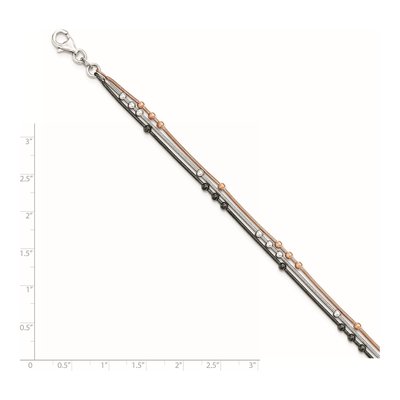 Rose Gold-Plated Sterling Silver Semi-Solid Ruthenium-Plated Fancy Link Chain Bracelet – view 2