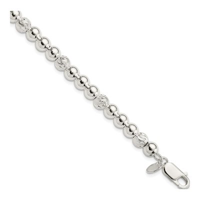 Sterling Silver Diamond-Cut Beaded Bracelet