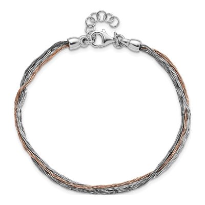 Sterling Silver 1.35mm Ruthenium-Plated 75In Fancy Link Chain Bracelet – view 4