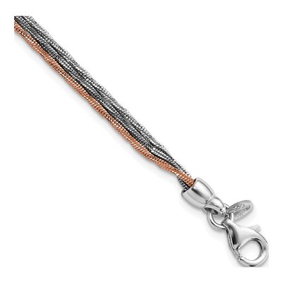Sterling Silver 1.35mm Ruthenium-Plated 75In Fancy Link Chain Bracelet