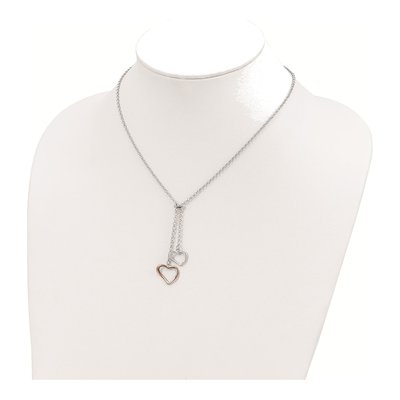 Sterling Silver 2-Heart Necklace – view 4