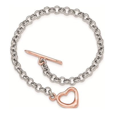 Gold-Plated Sterling Silver Rolo Heart Bracelet – view 5