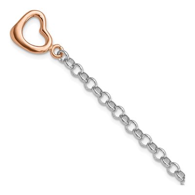 Gold-Plated Sterling Silver Rolo Heart Bracelet
