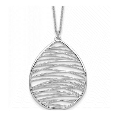 Sterling Silver Rhodium-Plated Necklace, 16.5in +1.75in