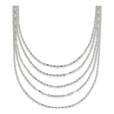 Sterling Silver 5-Strand Flat Link Necklace