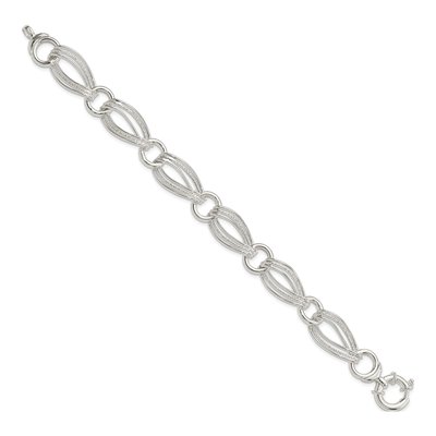 Sterling Silver Handmade Hollow Fancy Link Chain Bracelet – view 3