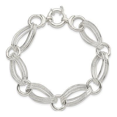 Sterling Silver Handmade Hollow Fancy Link Chain Bracelet – view 5