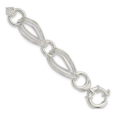 Sterling Silver Handmade Hollow Fancy Link Chain Bracelet