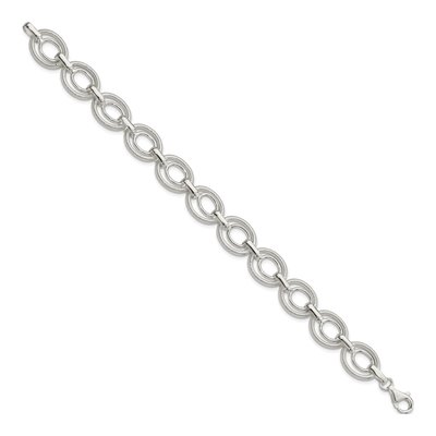 Sterling Silver Handmade Hollow Fancy Link Chain Bracelet – view 3
