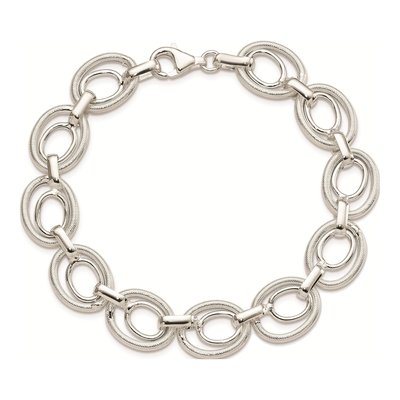 Sterling Silver Handmade Hollow Fancy Link Chain Bracelet – view 5