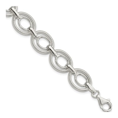 Sterling Silver Handmade Hollow Fancy Link Chain Bracelet