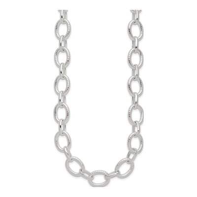 Sterling Silver Fancy Link Toggle Necklace – view 3
