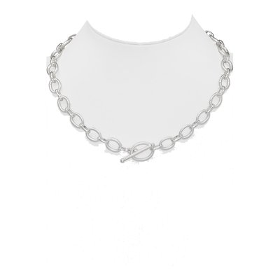 Sterling Silver Fancy Link Toggle Necklace – view 5