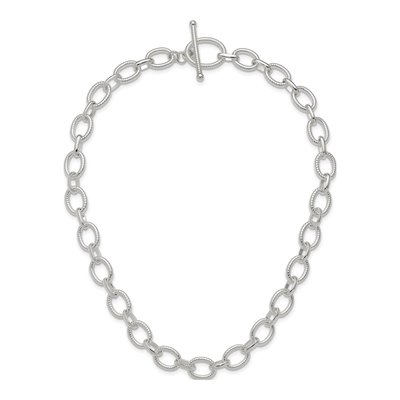 Sterling Silver Fancy Link Toggle Necklace – view 6
