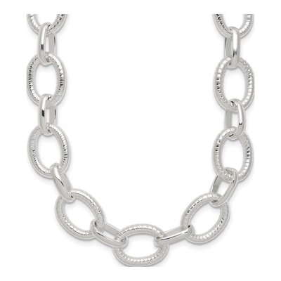 Sterling Silver Fancy Link Toggle Necklace