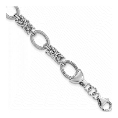 Sterling Silver Textured Fancy Link Bracelet